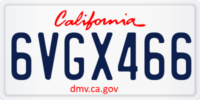CA license plate 6VGX466