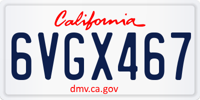 CA license plate 6VGX467