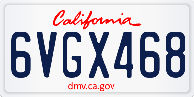 CA license plate 6VGX468