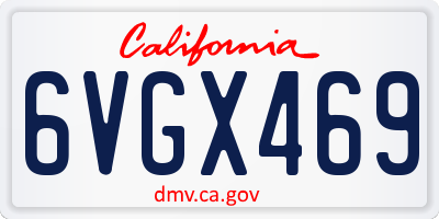 CA license plate 6VGX469