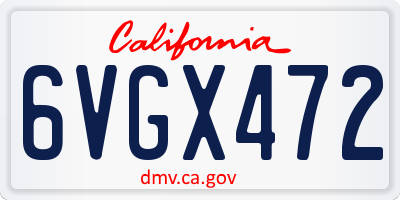 CA license plate 6VGX472