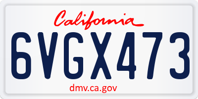 CA license plate 6VGX473