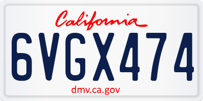 CA license plate 6VGX474