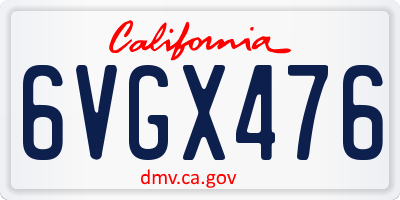 CA license plate 6VGX476