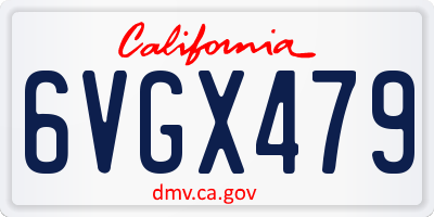 CA license plate 6VGX479