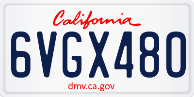 CA license plate 6VGX480