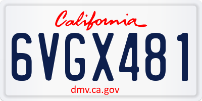 CA license plate 6VGX481