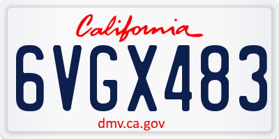 CA license plate 6VGX483