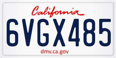 CA license plate 6VGX485