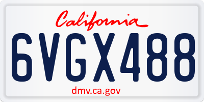 CA license plate 6VGX488