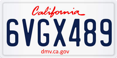 CA license plate 6VGX489