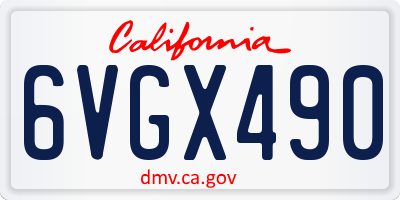 CA license plate 6VGX490