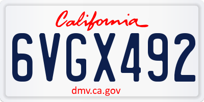CA license plate 6VGX492