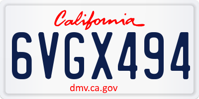 CA license plate 6VGX494