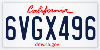 CA license plate 6VGX496