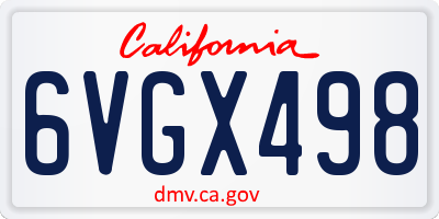 CA license plate 6VGX498
