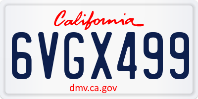 CA license plate 6VGX499