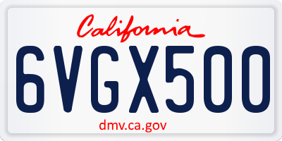 CA license plate 6VGX500