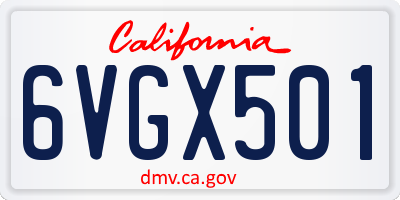 CA license plate 6VGX501