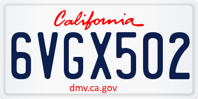 CA license plate 6VGX502
