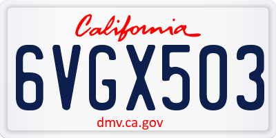 CA license plate 6VGX503