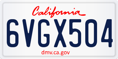 CA license plate 6VGX504