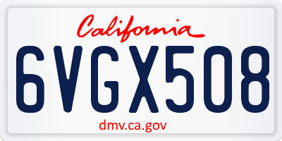 CA license plate 6VGX508