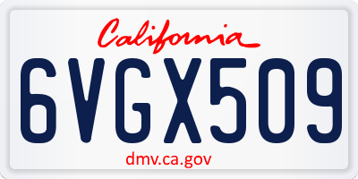 CA license plate 6VGX509