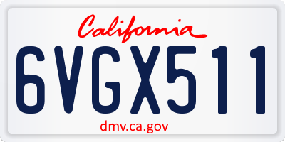 CA license plate 6VGX511