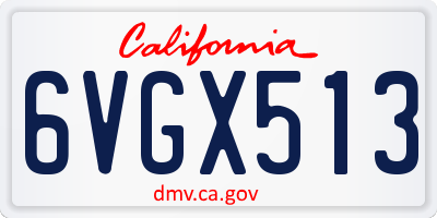 CA license plate 6VGX513