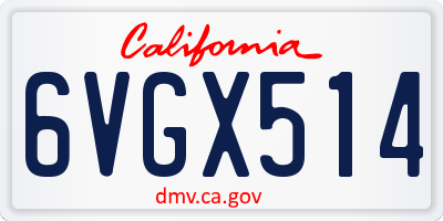 CA license plate 6VGX514