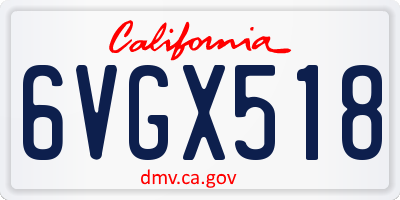 CA license plate 6VGX518