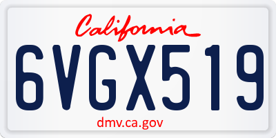 CA license plate 6VGX519