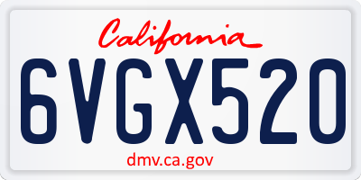 CA license plate 6VGX520