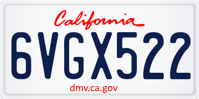 CA license plate 6VGX522