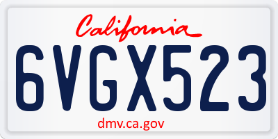 CA license plate 6VGX523