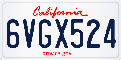 CA license plate 6VGX524