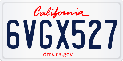 CA license plate 6VGX527