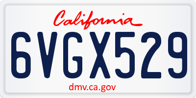 CA license plate 6VGX529