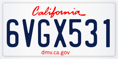 CA license plate 6VGX531