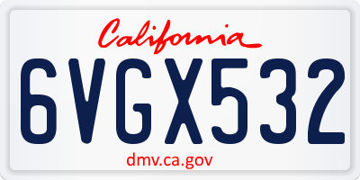 CA license plate 6VGX532