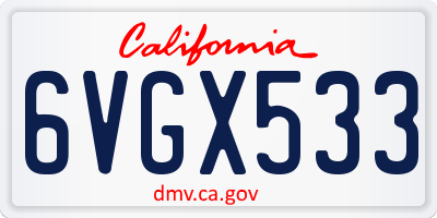 CA license plate 6VGX533
