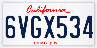 CA license plate 6VGX534