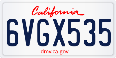 CA license plate 6VGX535