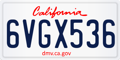 CA license plate 6VGX536
