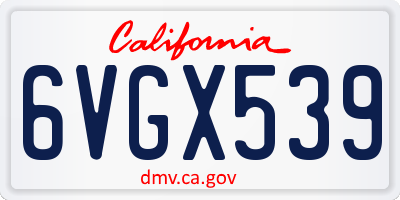 CA license plate 6VGX539