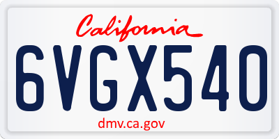 CA license plate 6VGX540