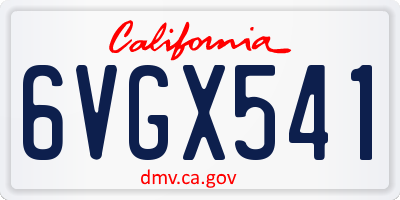 CA license plate 6VGX541