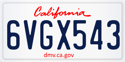 CA license plate 6VGX543
