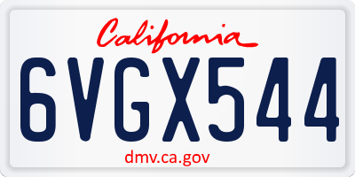 CA license plate 6VGX544